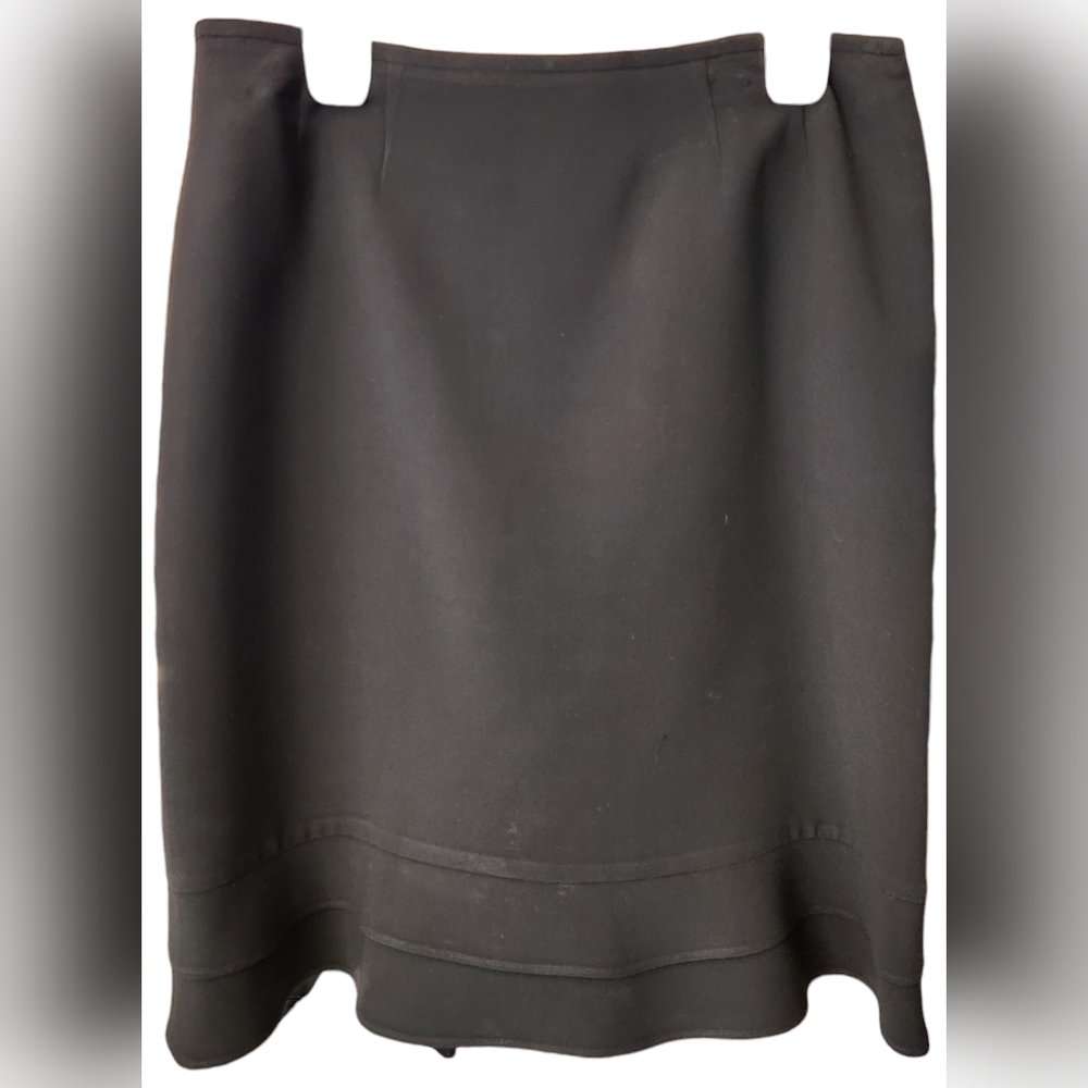Ann Taylor black pencil skirt with layered and flared hem